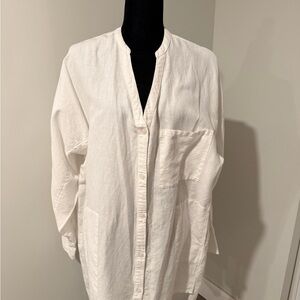 Free People White Button-Front Tunic